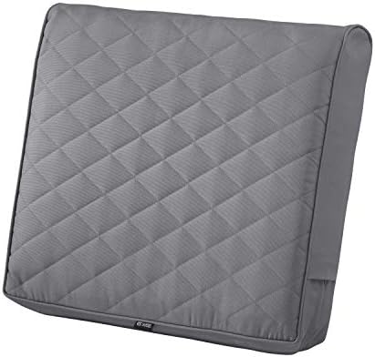 Classic Accessories Montlake FadeSafe Water-Resistant 21 x 20 x 4 Inch Wide Back Patio Quilted Lounge Cushion, Grey by ClassicAccessories