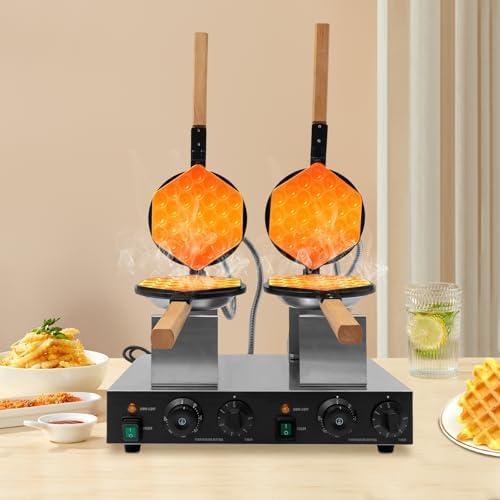 Commercial Waffle Maker, 2830W Electric Honeycomb-Shaped Waffle Machine, Double-head Stainless Steel Waffle Iron Baker with Non-Stick Coating, 122-572℉ Temperature Adjustable - Image 6