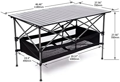 5-Piece Folding Outdoor Table and Chair Set, 46.46" Portable Camping Table with 4 Chairs, Black - Image 2