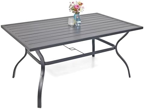 60"x38" Rectangle Outdoor Patio Dining Table Weather-Resistant for 6 Person by Anmutig