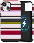 for iPhone 15 Case, Magnetic Matte Frosted Dual-Layer Striped Phone Case for Women, Retro Aesthetic Cover Compatible with MagSafe Accessories - Retro Vineyard by YKCZL