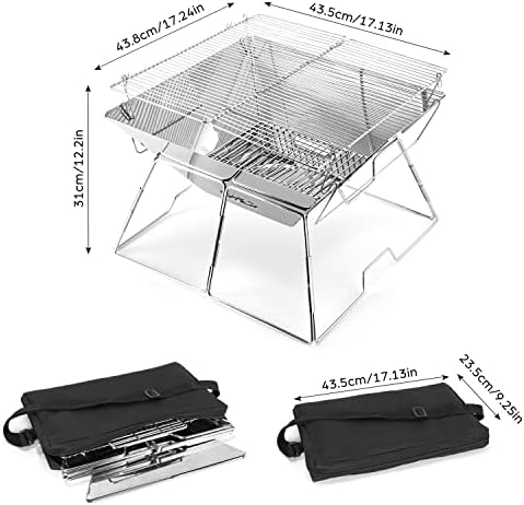 Odoland Folding Campfire Grill, Camping Fire Pit, Outdoor Wood Stove Burner - Image 3