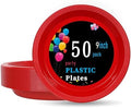 WELLIFE Red Plastic Plates 9 Inch 50 Count by WELLIFE