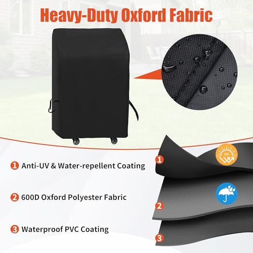 iCOVER 2 Burner Grill Cover - 600D Heavy Duty 32 Inch Grill Cover Waterproof, Compatible with Weber Char-Broil Brinkmann Nexgrill with Collapsed Side Tables, Fade & UV Resistant - Image 6