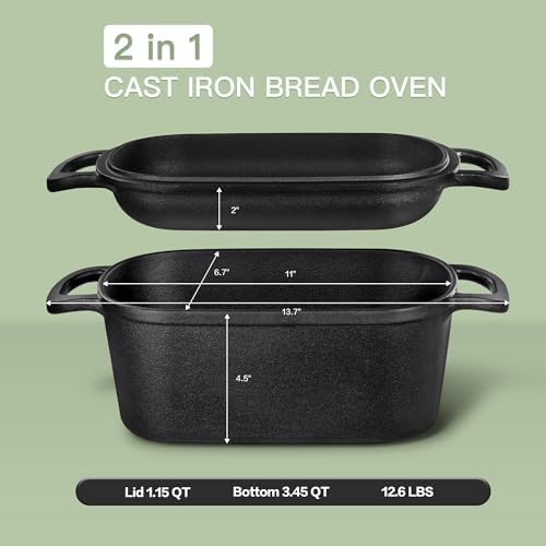 4.6 Quart Oval Dutch Oven for Bread Baking, Bread Dutch Oven for Sourdough, Cast Iron Bread Pan with Lid for Homemade Bread - Image 2