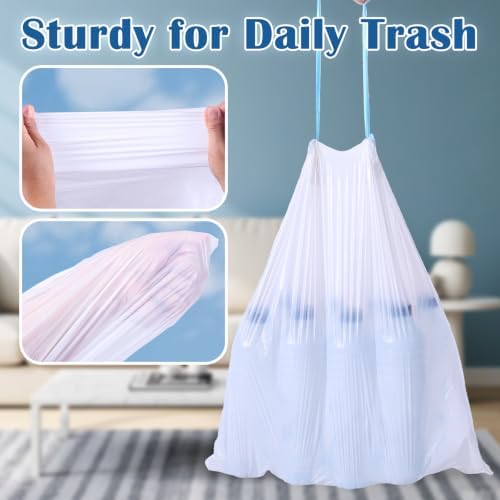 BYSNOW 4 Gallon 1000 Counts Small Drawstring Trash Bags, Clear Garbage Bags - Image 4