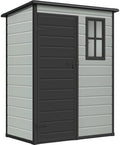 DWVO 5x3 FT Outdoor Storage Shed with Floor, All-Weather Resin Storage Shed with Lockable Door & Window, Waterproof Plastic Tool Storage for Garden, Backyard, Patio, Lawn,Blue-Gray+Black by DWVO