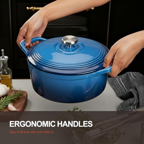 Overmont Enameled Cast Iron Dutch Oven - 5.5QT Pot with Lid Cookbook - Image 3
