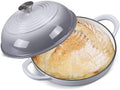 6QT Enameled Cast Iron Round Bread Oven, Sourdough Dutch Oven, Gray by NSIRONS
