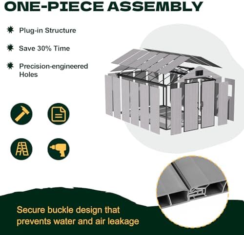 8 x 12 FT Resin Outdoor Storage Shed with Floor, Plastic Garden Shed - Image 3