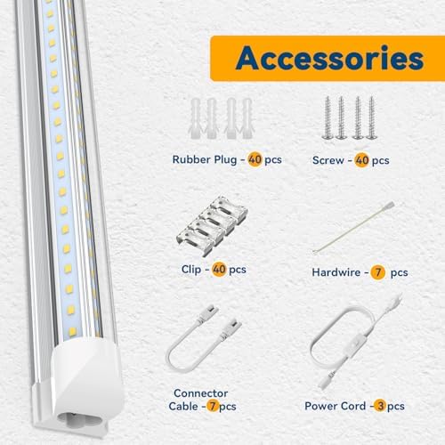 JESLED 8FT LED Shop Light 100W 15000LM ETL 10 Pack - Image 4