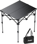 Anbte Roll Up Camping Table, Adjustable Height Max 27.5", 26" x 23", Black by Anbte