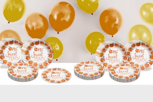 One Sweet Peach First Birthday - 32 Piece Disposable Party Supplies - Decorations for Girl's 1st Birthday Round Party Plates - Large 9" Paper Plates In Bulk - Image 6