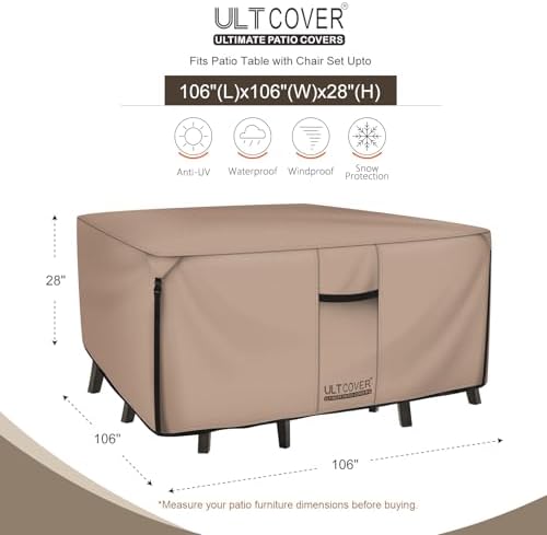 ULTCOVER Waterproof Patio Furniture Cover 106L x 106W in - Image 2