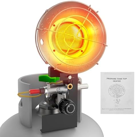 Propane Heater, 15000 BTU Propane Heater Outdoor, Propane Tank Top Heater with Tip-Over Protection, 3 Heat Settings, Safety Shut-Off Valve for Patio,Camp,Fish,Garage,etc. by Unknown