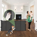 96" Wide Reinforced Retractable Baby Gates, Prevent Crawling Under, Black by BabyPetSafetyGate
