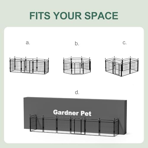 Gardner Pet Dog Playpens, 24" H 8 Panels Dog Pen Outdoor/Indoor Dog Fence Exercise Pen for Small/Medium Dogs, Foldable Pet Play Yard Gate with Gravity Automatic Lock, Pet Playpen, Black - Image 4