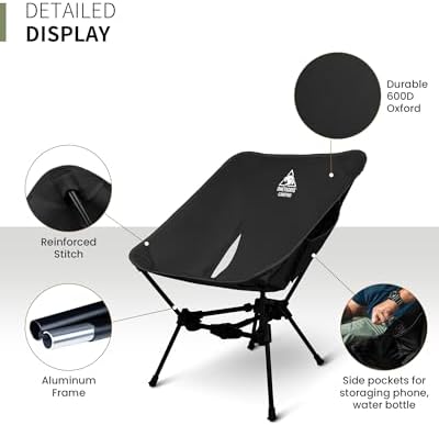 ONETIGRIS Tigerblade Camping Chair, Lightweight Folding Backpacking Hiking Chair, Compact Portable 330 lbs Capacity - Image 4