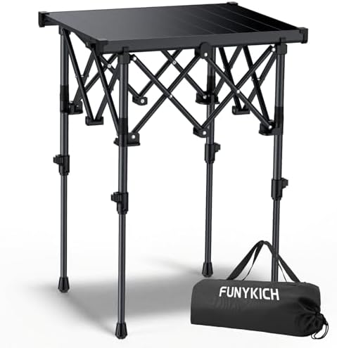 FUNYKICH Folding Camping Square Table, 2 Height Adjustable 17.3'' & 27.6'' by FUNYKICH