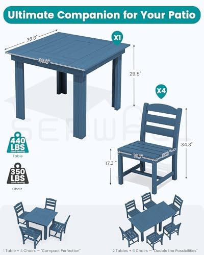 SERWALL HDPE Outdoor Square Dining Set for 4 - Image 2