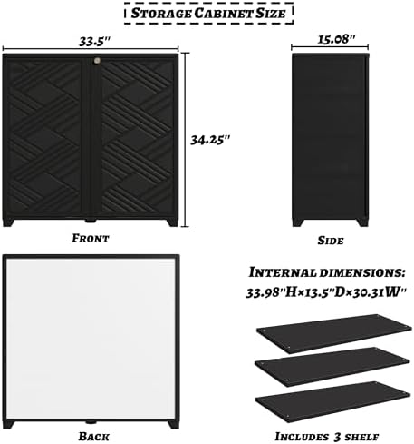 Mrosaa Outdoor/Indoor Storage Box,Resin and Plastic Storage Cabinet Waterproof,Outdoor Cabinet for Patio/Garden/Balcony/Backyard/All Room(with 3 Shelves)-Black - Image 5