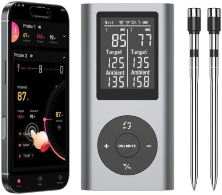 Wireless Meat Thermometer Digital (2 Probes) by TEMMIO