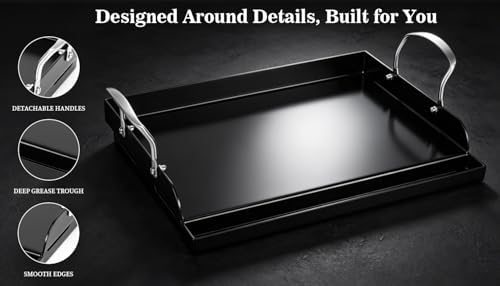 Nonstick Nanoceramic Griddle Plate, Pre-Seasoned Heavy-Duty Flat Top Insert, Universal Outdoor Cooking Griddle for Gas Grill/Charcoal/Gas Stove, Camping, Tailgating, Parties & Backyard BBQ, 17"x13" - Image 4