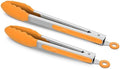 2 Pack Silicone Kitchen Tongs, 9 & 12 Inch, Stainless Steel, Orange by ALLWIN-HOUSEWARE