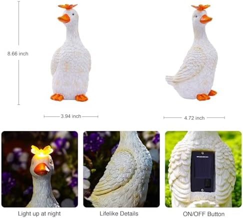Goodeco Garden Goose with Solar Butterfly Statue - Image 2