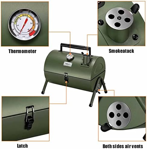 MAISON HUIS Small Charcoal Grill, Portable Tabletop BBQ Smoker for Outdoor Camping,Mini Grill for Tailgating, Hiking & Picnic, (Green) - Image 3