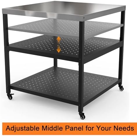 Mimiuo 31.5" Square Pizza Oven Stand, Stainless Steel Modular Table - Image 4