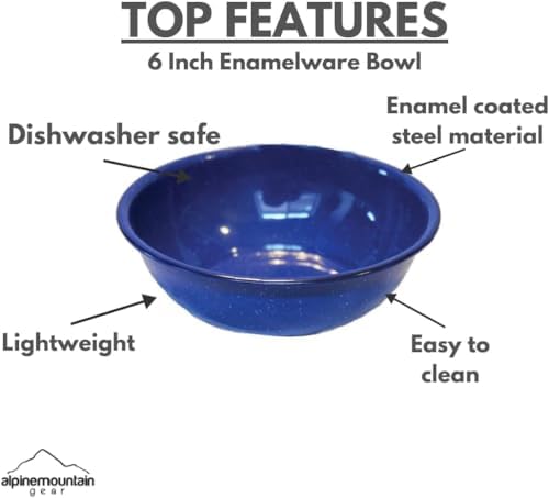 Enamelware for Camping and Backpacking - Cookware Gear Essentials for Camping and Backpacking (Made by Caddis Sports, Inc.) (6 Inch Bowl (8 Pack)) - Image 3