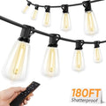 Brightever 180FT LED Outdoor String Lights, Dimmable Patio Lights with Remote Control, 56 Shatterproof ST38 Edison Bulbs, 3 Lighting Modes, 3H/5H Timer, Outdoor Hanging Light for Pool，Fence, Garden by Brightever