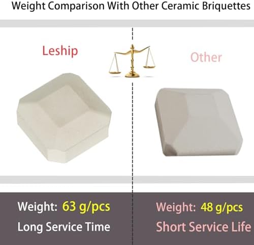 Leship Ceramic Briquettes Replace for Lynx L27 L30 L36 L42 L54 and Other Gas Grills, Gas Grill Briquettes Replacement for Lava Rocks, 2" x 2", 70-Pcs - Image 6