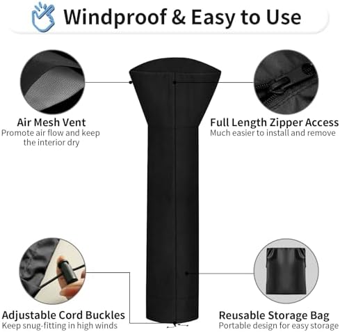 OutdoorLines Waterproof Patio Heater Covers with Zipper and Storage Bag, - Image 5