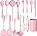 Homikit 15-Piece Kitchen Utensil Set, Pink Silicone Utensils with Holder by Homikit