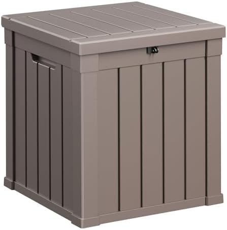 ROJIK 57 Gallon Outdoor Storage Housing Deck Box - Waterproof Patio Furniture, Garden Tools, Cushions, Pool Accessories Storage Bench with Lockable Lid and Side Handles（Grey） by ROJIK