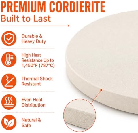 15 Inch Round Cordierite Pizza Stone for Oven and Grill - Image 4