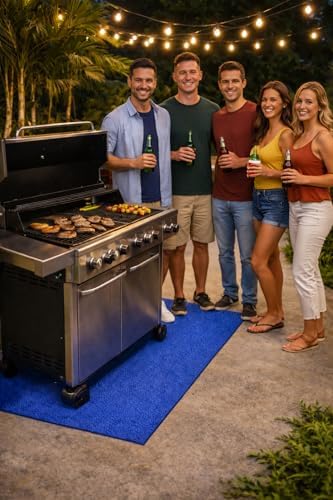 Rhino Hide Embossed Grill Guard Mat - Heat Resistant Outdoor Grill Floor Mat for Patio, Deck & Garage Surface Protection - Rectangle, Blue (36”x72”) - Image 2