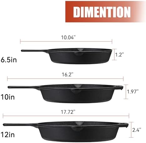 Z GRILLS Mini Cast Iron Skillets, Pre-Seasoned Cast Iron Frying Pan for Cooking & Grill, Stovetop, Camping Firepit, Induction, Oven Safe Cookware, 6.5 Inch - Image 3