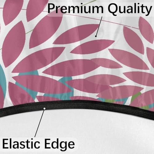 Round Tablecloth with Umbrella Hole and Zipper Elastic Fitted Table Cloth 45"-56" Oil-Proof Waterproof Patio Table Cover for Outdoor Picnic Party, Spring Summer Geometric Elegant Pink Green - Image 4