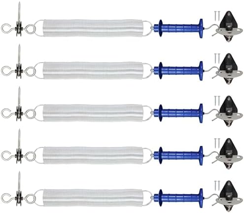 5 Pack Electric Fence Gate Kit, with Spring Gate Handle, 2 Anchor Insulators and 23 Feet Tension Big Spring，for Electric Fence Gate Livestock Fence Agricultural Fencing and Pasture by EFencSolv