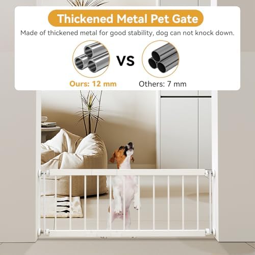 Fldofaves Dog Gate Indoor,18"-45" Extra Wide Metal Short Dog Gate to Step Over, 14" Tall Small Pet Gate with 3 Extension Kits, Pressure Mounted for Doorways & Stairs - Image 6