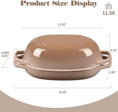 EDGING CASTING Enameled Cast Iron Oval Dutch Oven Pot with Lid, Dutch Oven for Sourdough Bread Baking, Bread Oven, Bread Dutch Oven, Oval Bread Pan, 5qt, Mocha - Image 2