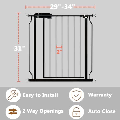 Fairy Baby 29-34 Inch Wide Baby Gate Pressure Mounted Safety Gate with Door - Image 2