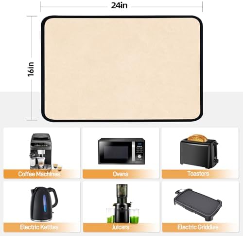 Heat Resistant Mats for Air Fryer on Countertop, 24 x 16in, Khaki - Image 5