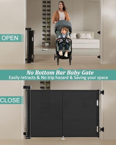 Miumoon 59 inch Reinforced Retractable Baby Gates 34 inch Tall - Image 4