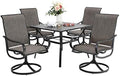 Sophia & William Patio Dining Set for 4, Square Table & Brown Swivel Chairs by SophiaWilliam