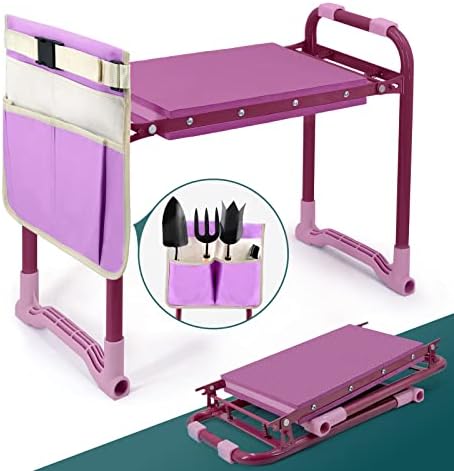 Foldable Garden Kneeler and Seat – 2-in-1 Gardening Stool with a Tool Storage Pouch, Lightweight and Portable for Elderly, Outdoor, Lawn Care by Byhagern