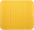 MicoYang Silicone Dish Drying Mat for Multiple Usage,Easy clean,Eco-friendly,Heat-resistant Silicone Mat for Kitchen Counter or Sink,Refrigerator or Drawer Liner Yellow XL 18 inches x 16 inches by MicoYang